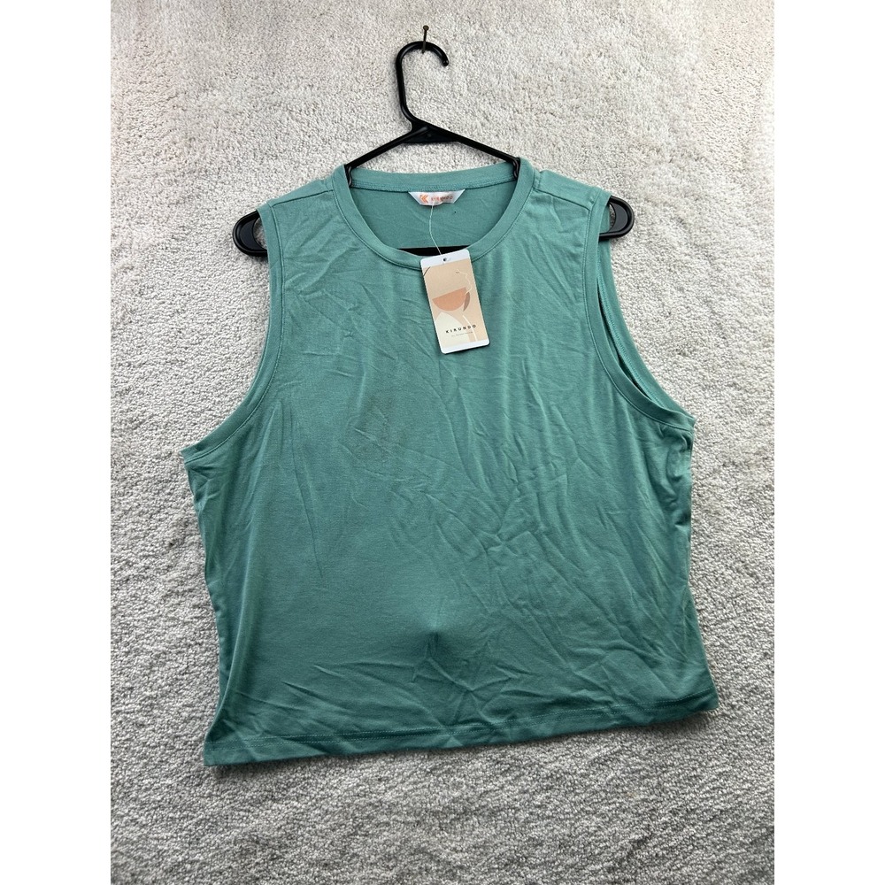 Kirundo Women's Sleeveless Top XXL‎ Green Polyester Viscose Stretch